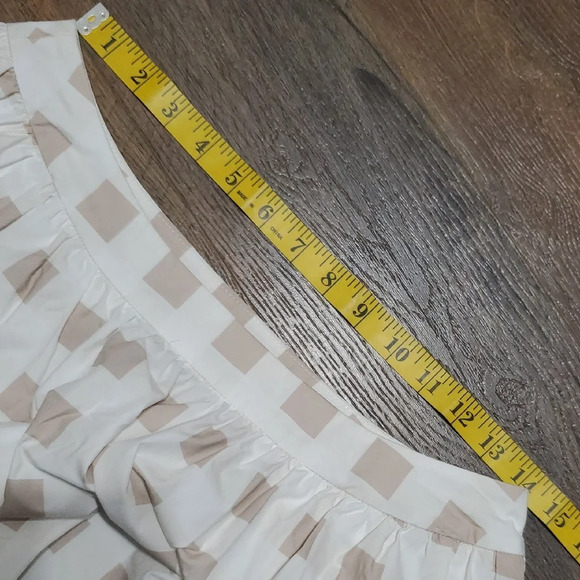 Ming Wang Tan Blue and White Checkered A-Line Pockets Midi Skirt - Picture 5 of 10